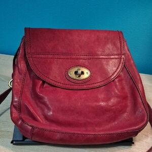 Fossil Carson Red Leather Crossbody/Shoulder Bag